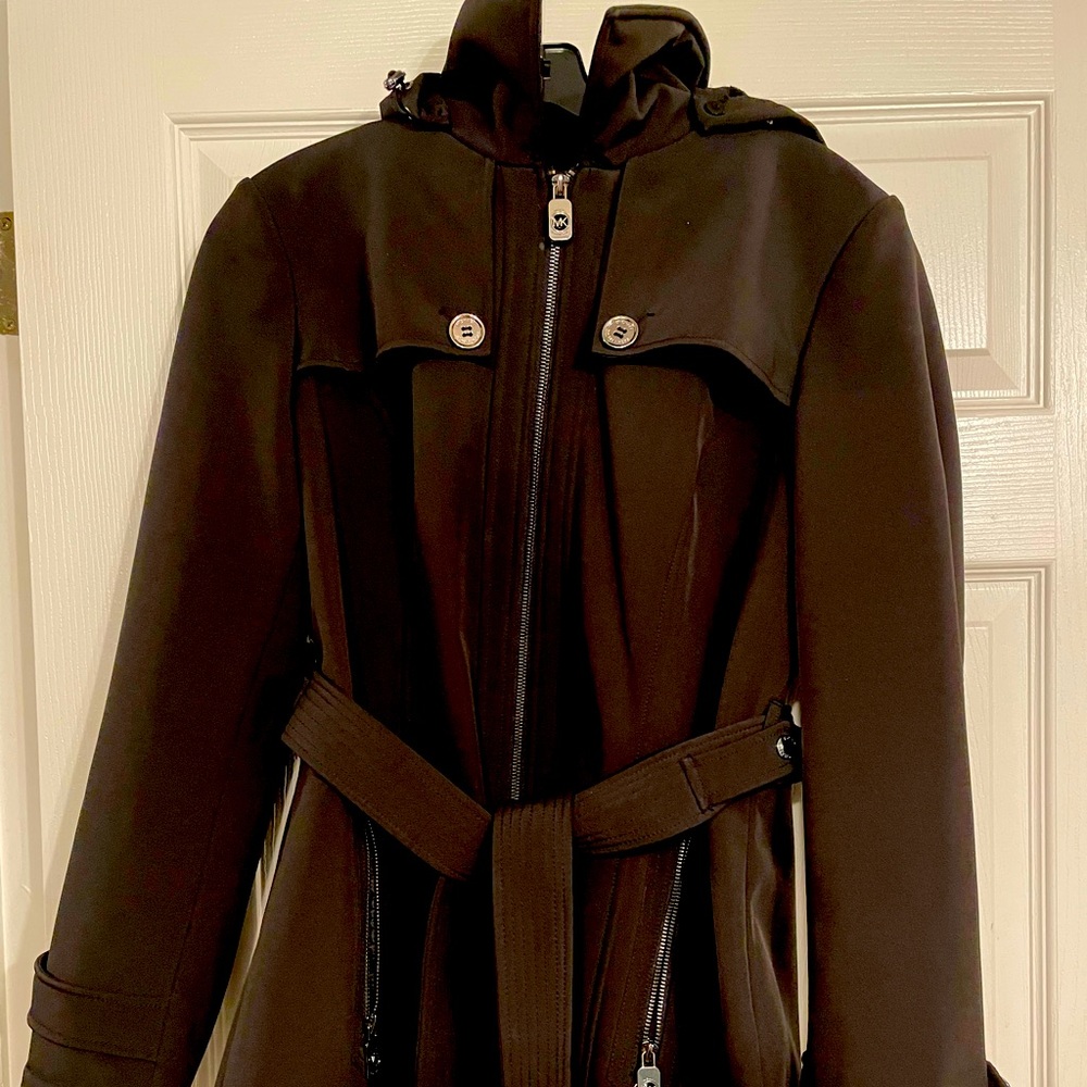Black Michael Kors Belted Coat Size Medium